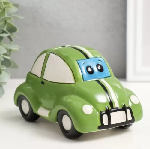 Копилка машинка с глазками зелёная керамика 13*7,8*7,4см 9735431